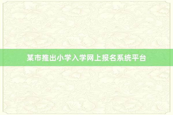 某市推出小学入学网上报名系统平台